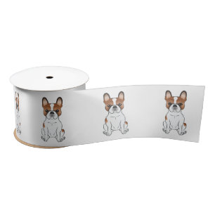 Ruban En Satin Bouledogue français pie rouge mignon chien de dess