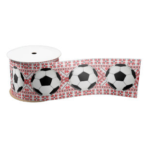 Ruban En Satin Boules de football Noël Motif Enveloppement cadeau