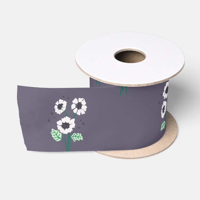 Ruban En Satin Bouquet de fleur marguerite (Bobine)