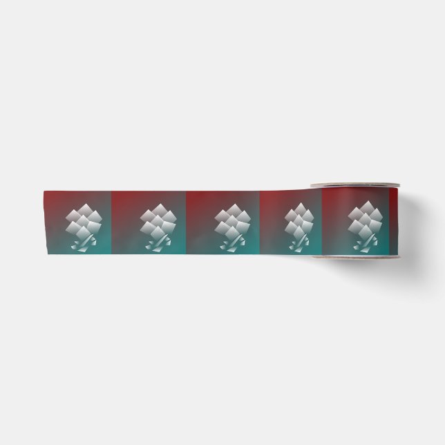 Ruban En Satin Bourgogne turquoise blanche (Devant)