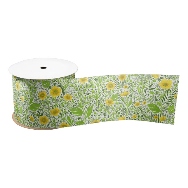 Ruban En Satin Boutons blancs (Bobine)