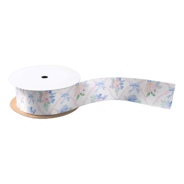 Ruban En Satin Boutons de fleurs d'aquarelle fleurie fleurie Prep (Bobine)