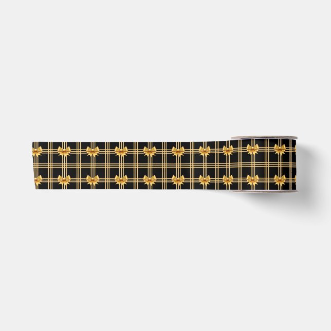 Ruban En Satin Bows en or sur Arrière - plan noir (Devant)
