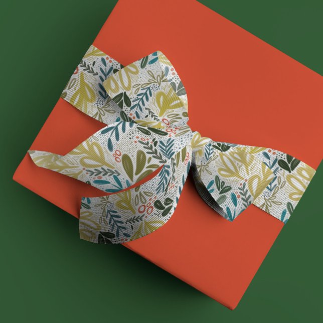 Ruban En Satin Bramble (homonymie) | Botanical Holiday (Watercolor botanical bramble festive holiday Christmas ribbon.)