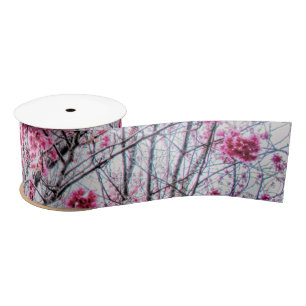 Ruban En Satin Branches et fleurs d'un cerisier