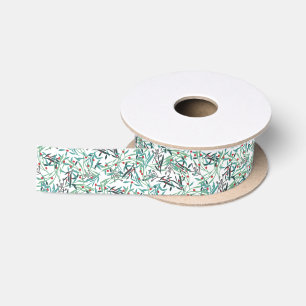Ruban En Satin Branches Holly sur blanc