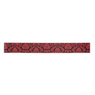Ruban En Satin Brocade de Noël rouge foncé