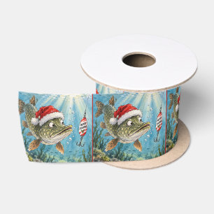 Ruban En Satin Brochet du Nord avec un chapeau de Père Noël