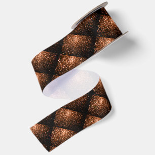 Ruban En Satin Bronze cuivre brun orange faux scintillements pail