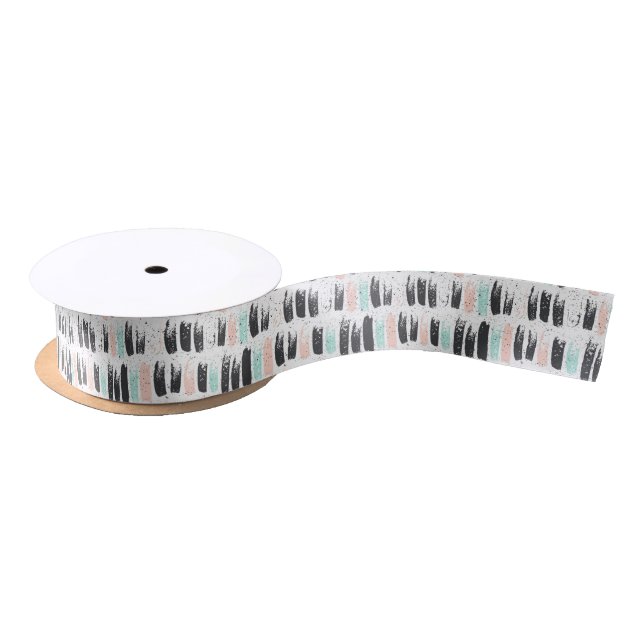 Ruban En Satin Brosses et motif de courses d'encre (Bobine)