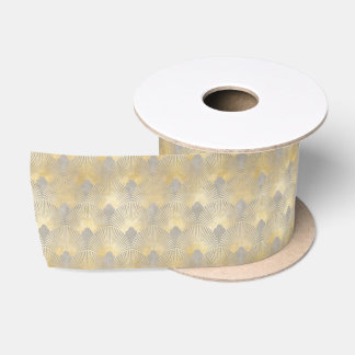 Ruban En Satin Brown gold pattern,fan feather pattern,Art Deco ch