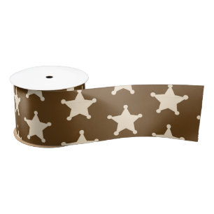 Ruban En Satin Brown White Sheriff Cowboy Stars Rustic Farmer