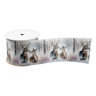 Ruban En Satin Buck and Doe In Winter Woods