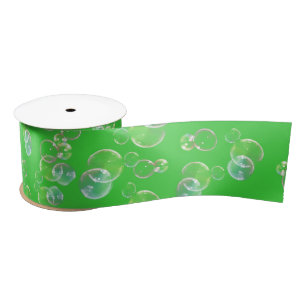 Ruban En Satin Bulles De Savon Sur Neon Green