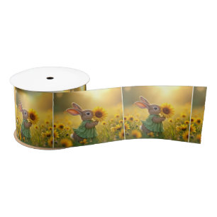 Ruban En Satin Bunny Sniffer un tournesol jaune