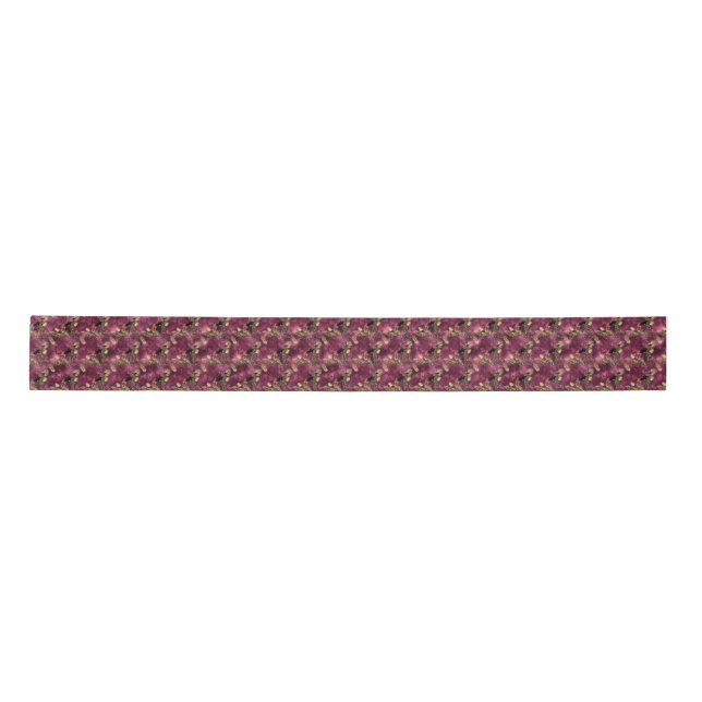 Ruban En Satin Burgundy and Gold Leopard Series Design 10 (Devant)
