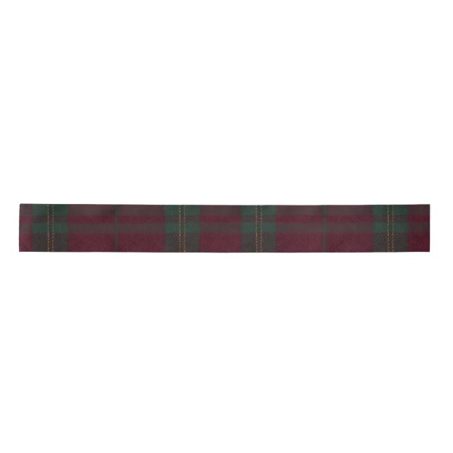 Ruban En Satin Burgundy and Green Plaid Tartan Ribbon (Devant)