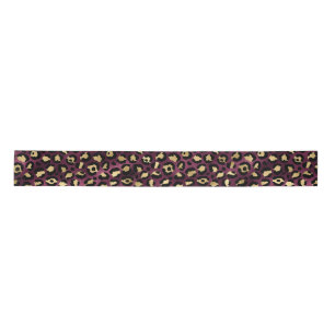 Ruban En Satin Burgundy et Gold Leopard Series Design 1