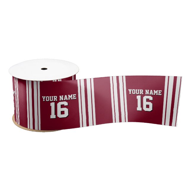 Ruban En Satin Burgundy White Team Jersey Custom (Bobine)