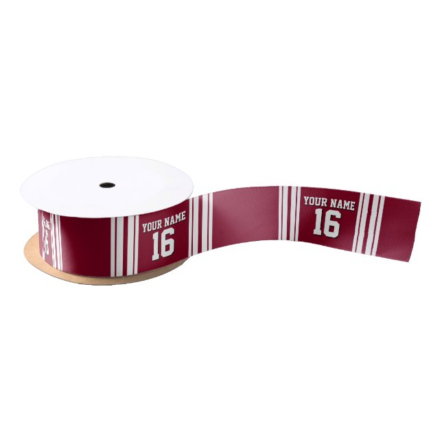 Ruban En Satin Burgundy White Team Jersey Custom (Bobine)
