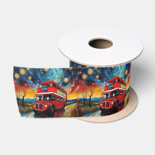 Ruban En Satin Bus Red Double Decker La Nuit Étoile,