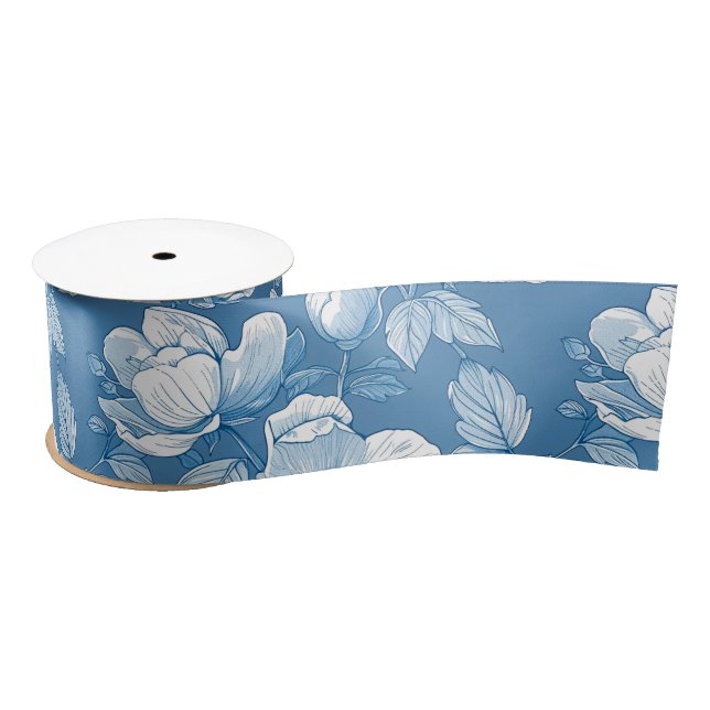 Ruban En Satin Cadeau Bridesmaid de la Chinoiserie Bleue et Blanc (Bobine)