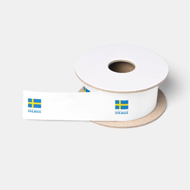 Ruban En Satin Cadeau Sverige Svenska Flagga (Bobine)