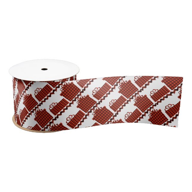 Ruban En Satin Cadeaux de Noël Plaid (Bobine)