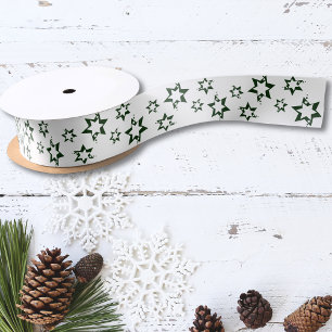 Ruban En Satin Cadeaux de vacances Etoiles vertes personnalisable