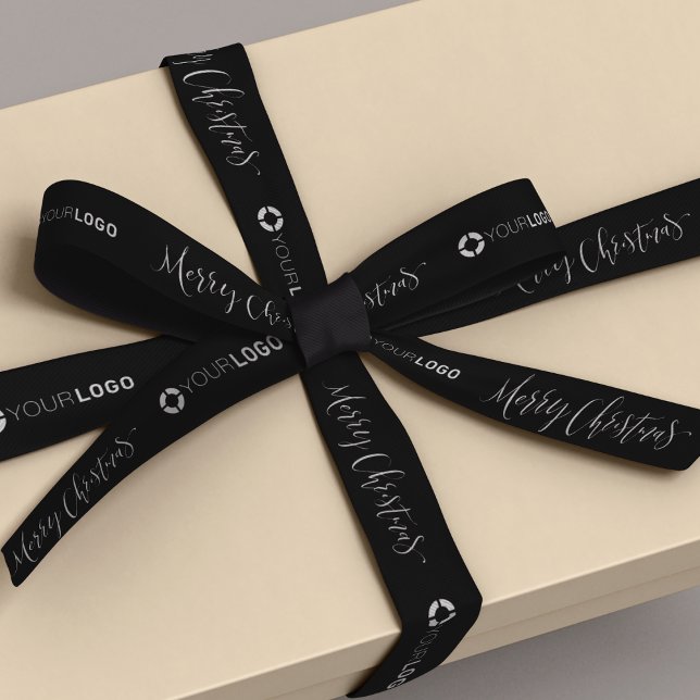 Ruban En Satin Cadeaux personnalisés logo marque cadeaux de Noël  (Custom company logo branded gifts Christmas black Satin Ribbon)