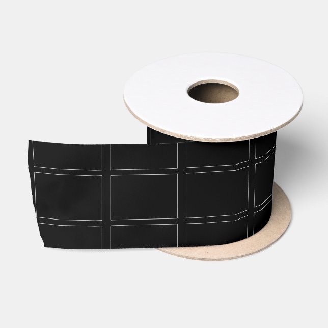 Ruban En Satin Cadre blanc sophistiqué Rectangles géométrie (Bobine)