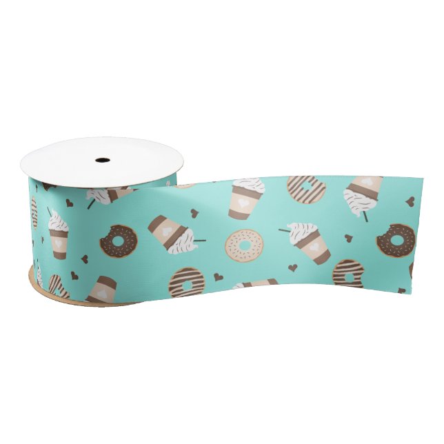 Ruban En Satin Café Frappuccino Motif de beignets (Bobine)
