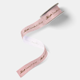 Ruban En Satin Calèche de mariage marron sur paillettes roses