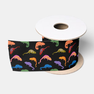 Ruban En Satin Caméléons Reptiles Colorés Lézards Enfants 