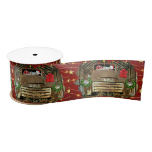 Ruban En Satin Camion Vintage GMC Frosty Snowman Christmas Run
