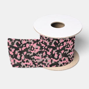 Ruban En Satin Camo rose et noir