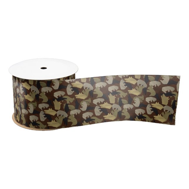 Ruban En Satin Camouflage animal Silhouette Brown (Bobine)
