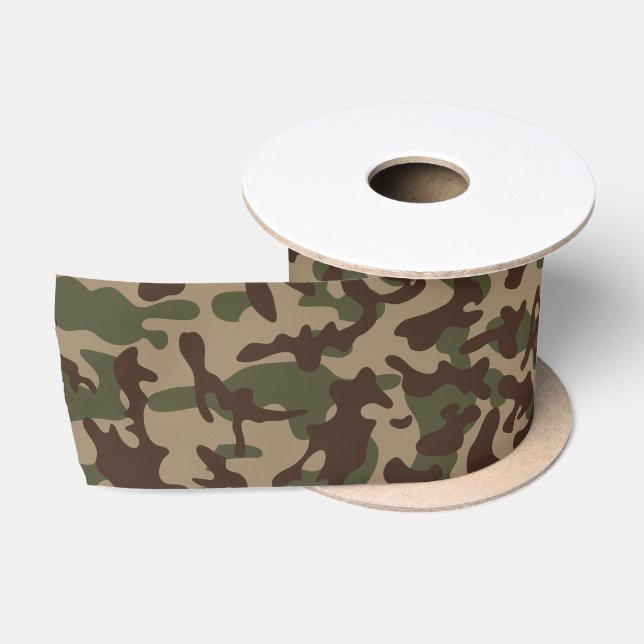 Ruban En Satin Camouflage Bois Profond  (Bobine)
