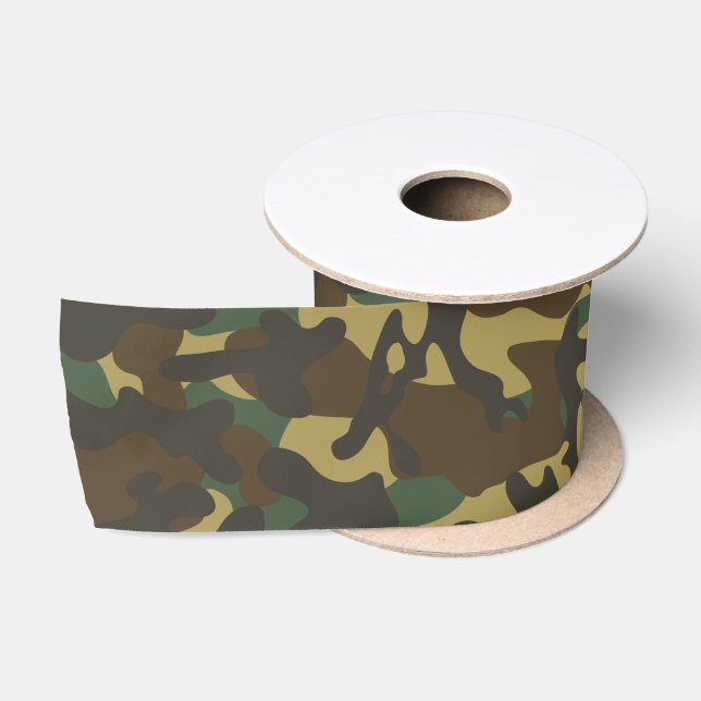Ruban En Satin Camouflage de forêt  (Bobine)