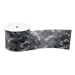 Ruban En Satin Camouflage militaire urbain Camo noir gris