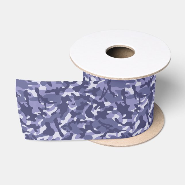 Ruban En Satin Camouflage Navy Violet  (Bobine)