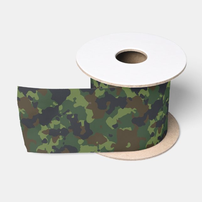 Ruban En Satin Camouflage Vert Camo Armée Militaire Marron (Bobine)
