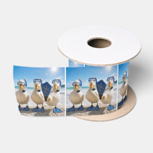 Ruban En Satin Canards blancs avec équipement de snorkeling