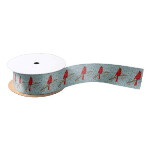 Ruban En Satin Cardinal Rouge, l'oiseau de Noël