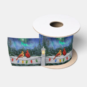 Ruban En Satin Cardinaux et lumières de Noël Neige d'hiver