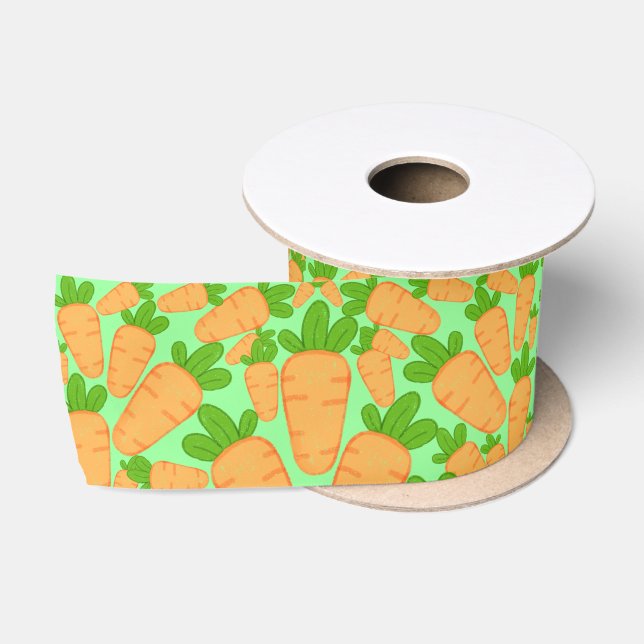 Ruban En Satin Carottes Oranges Et Vertes (Bobine)