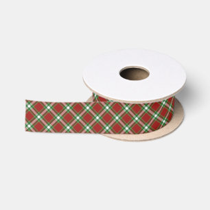 Ruban En Satin Carré carreaux à motif plaid vert blanc rouge fonc