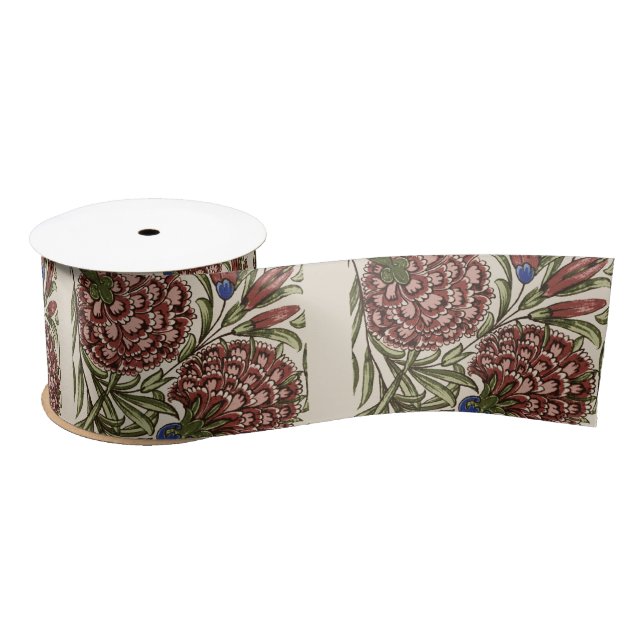 Ruban En Satin Carreau de fleur d'œillet Art antique rustique De  (Bobine)