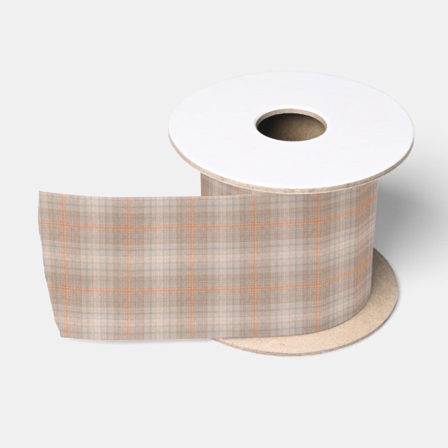 Ruban En Satin Carreaux beige orange (Bobine)