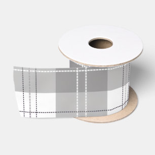 Ruban En Satin Carreaux de buffle noir et blanc